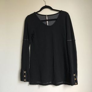 Spy c waffle black long sleeve boho black shirt
